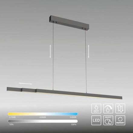 PAUL NEUHAUS LED závěsné svítidlo s Comfort Lift, antracit, nastavitelná výška, roztahovací 2700-5000K