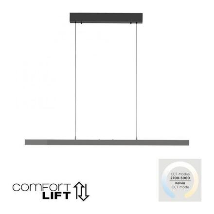PAUL NEUHAUS LED závěsné svítidlo s Comfort Lift, antracit, nastavitelná výška, roztahovací 2700-5000K