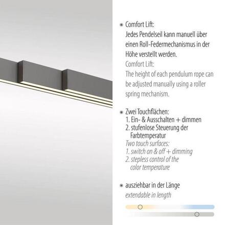 PAUL NEUHAUS LED závěsné svítidlo s Comfort Lift, antracit, nastavitelná výška, roztahovací 2700-5000K
