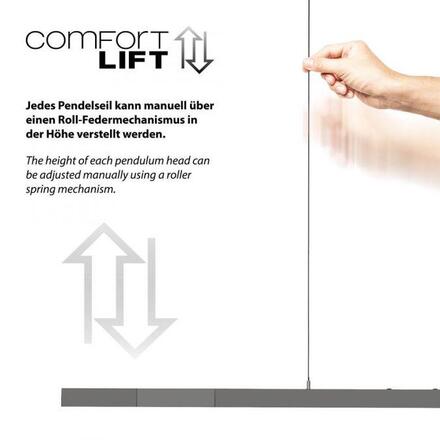 PAUL NEUHAUS LED závěsné svítidlo s Comfort Lift, antracit, nastavitelná výška, roztahovací 2700-5000K