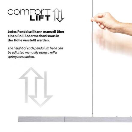PAUL NEUHAUS LED závěsné svítidlo s Comfort Lift, hliník, nastavitelná výška, roztahovací 2700-5000K