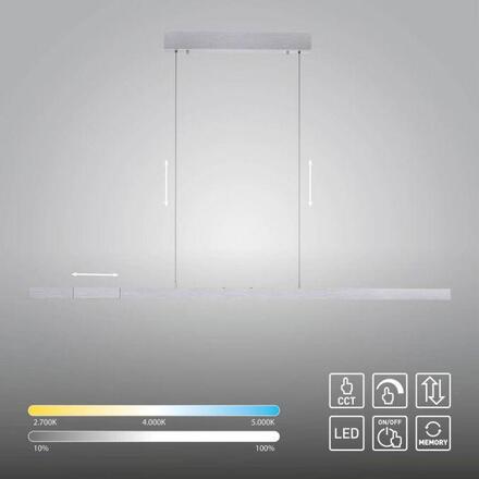 PAUL NEUHAUS LED závěsné svítidlo s Comfort Lift, hliník, nastavitelná výška, roztahovací 2700-5000K