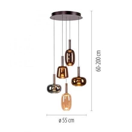 PAUL NEUHAUS LED závěsné svítidlo 5 ramenné nastavitelná výška Comfort Lift stmívatelné paměťová funkce SimplyDim 3000K PN 2682-70