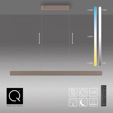 PAUL NEUHAUS LED závěsné svítidlo Q-STRETTO, bronzová, ZigBee 2700-5000K