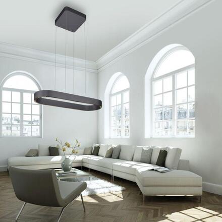 PAUL NEUHAUS LED závěsné svítidlo Q-STRETTO, černá, s dálkovým ovladačem ZigBee 2700-5000K