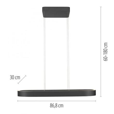 PAUL NEUHAUS LED závěsné svítidlo Q-STRETTO, černá, s dálkovým ovladačem ZigBee 2700-5000K