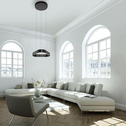 PAUL NEUHAUS LED závěsné svítidlo Q-STRETTO, černá, ZigBee 2200-5000K