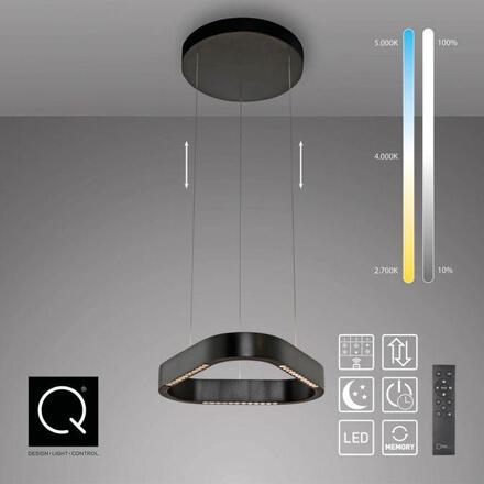 PAUL NEUHAUS LED závěsné svítidlo Q-STRETTO, černá, ZigBee 2200-5000K