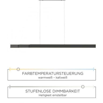 PAUL NEUHAUS PURE-LUME, LED závěsné svítidlo, antracit, senzorový vypínač 2700-5000K