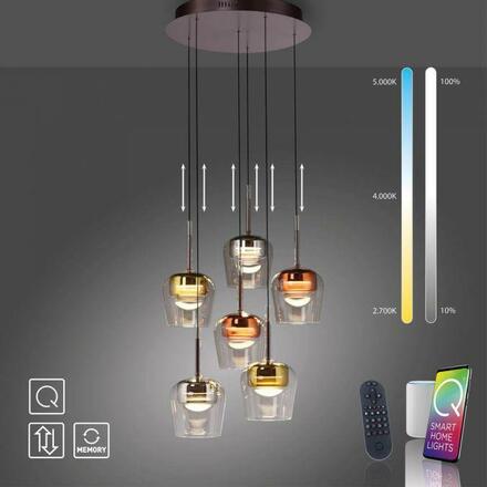 PAUL NEUHAUS LED závěsné svítidlo Q-KON 6-ramenné vícebarevné Smart Home ZigBee 2700-5000K PN 2744-70