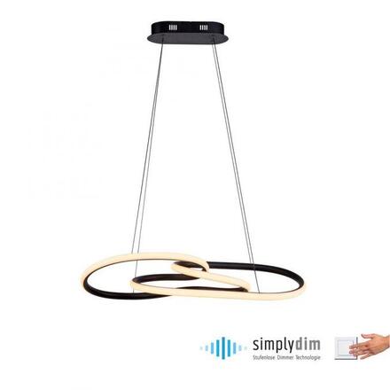 PAUL NEUHAUS LED závěsné svítidlo TWIST, černá, nastavitelná výška, paměťová funkce SimplyDim 2700K