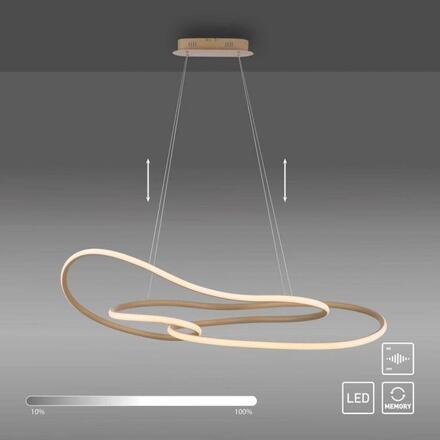 PAUL NEUHAUS LED závěsné svítidlo TWIST, písková, stmívatelné vypínačem, nastavitelná výška SimplyDim 2700K
