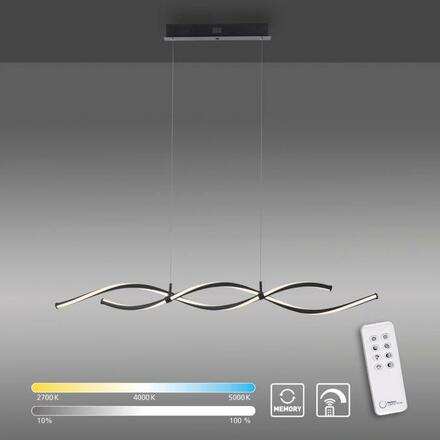 PAUL NEUHAUS LED závěsné svítidlo černé stmívatelné dálkovým ovladačem paměťová funkce CCT 2700-5000K PN 2998-18