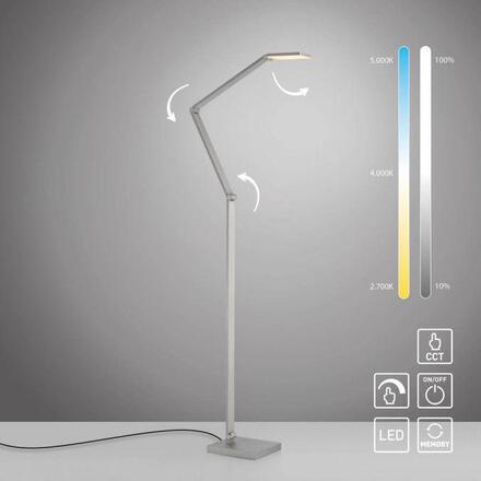 PAUL NEUHAUS LED stojací svítidlo SAMSKY, stříbrná, stmívatelné, nastavitelná výška, CCT nastavení teploty barvy 2700-5000K