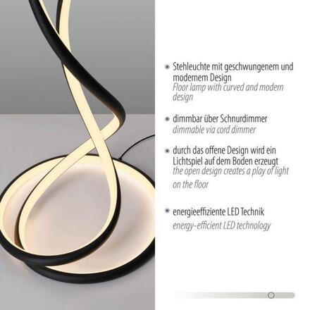 PAUL NEUHAUS LED stojací svítidlo moderní design, TWIST, černá, 2700K