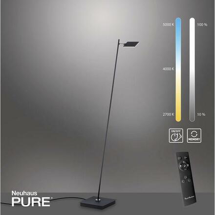PAUL NEUHAUS PURE MIRA LED stojací svítidlo antracit, stmívatelné, nožní vypínač 2700-5000K