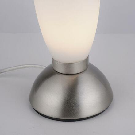 PAUL NEUHAUS LED stolní lampa stříbrná opálové sklo 3 krokové stmívání dotykovým stmívačem 3000K PN 4021-55