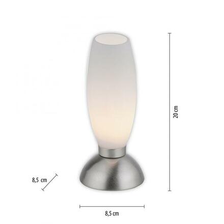 PAUL NEUHAUS LED stolní lampa stříbrná opálové sklo 3 krokové stmívání dotykovým stmívačem 3000K PN 4021-55