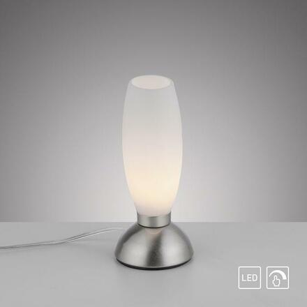 PAUL NEUHAUS LED stolní lampa stříbrná opálové sklo 3 krokové stmívání dotykovým stmívačem 3000K PN 4021-55