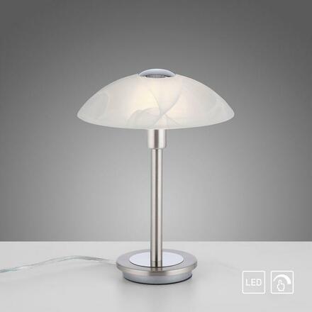 PAUL NEUHAUS LED stolní lampa stříbrná alabastrový dekor sklo 3 krokové stmívání dotykovým stmívačem 3000K PN 4026-55