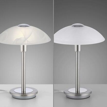 PAUL NEUHAUS LED stolní lampa stříbrná alabastrový dekor sklo 3 krokové stmívání dotykovým stmívačem 3000K PN 4026-55