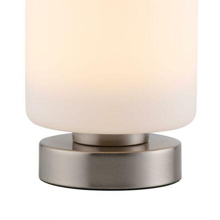 PAUL NEUHAUS LED stolní lampa stříbrná, kruhová, dotykový stmívač, nadčasový design 3000K