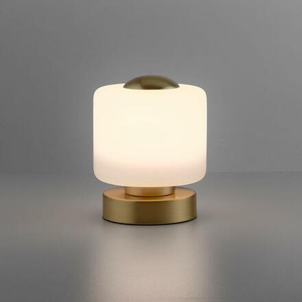 PAUL NEUHAUS LED stolní lampa, mosaz, kruhová, dotykový stmívač, nadčasový design 3000K