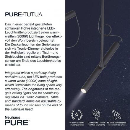 PAUL NEUHAUS PURE TITUA LED stojací svítidlo, černá, stmívatelné, krátká hlava 3000K
