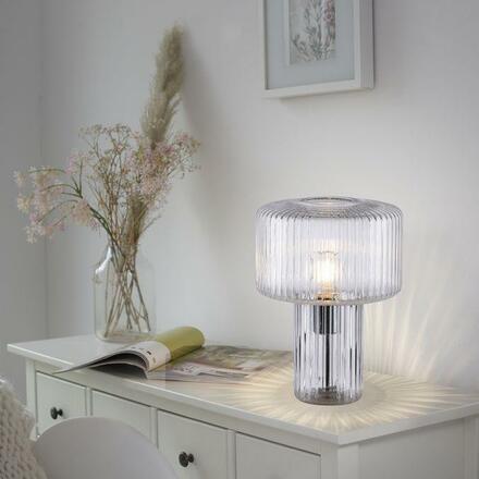 PAUL NEUHAUS stolní lampa transparentní, sklo tvaru houby, pr.25cm, vypínač