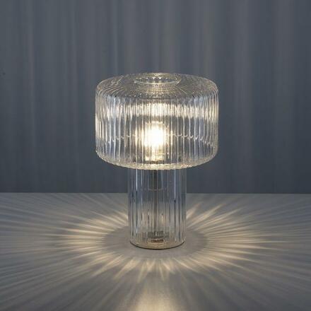 PAUL NEUHAUS stolní lampa transparentní, sklo tvaru houby, pr.25cm, vypínač