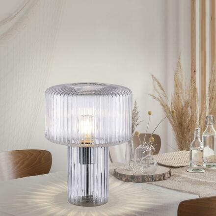 PAUL NEUHAUS stolní lampa transparentní, sklo tvaru houby, pr.25cm, vypínač