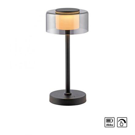 PAUL NEUHAUS LED stolní lampa USB černá na baterie dotykový stmívač paměťová funkce 3000K