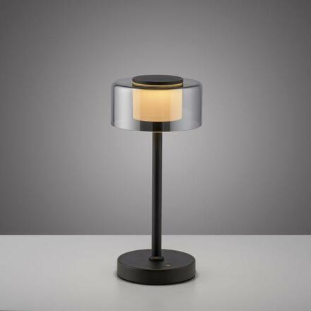 PAUL NEUHAUS LED stolní lampa USB černá na baterie dotykový stmívač paměťová funkce 3000K