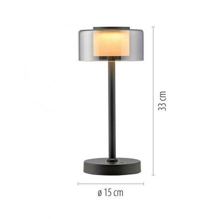 PAUL NEUHAUS LED stolní lampa USB černá na baterie dotykový stmívač paměťová funkce 3000K