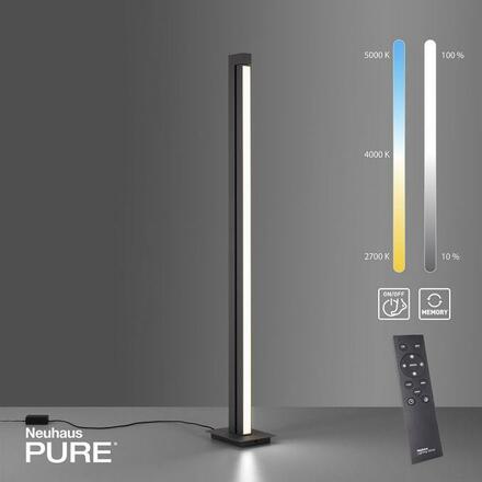 PAUL NEUHAUS PURE LINES LED stojací svítidlo, antracit, stmívatelné, otočné, vypínač 2700-5000K