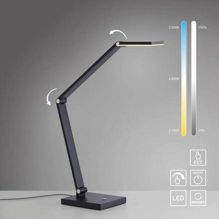 PAUL NEUHAUS LED stolní lampa SAMSKY, šedá, stmívatelné, nastavitelná výška, paměťová funkce 2700-5000K