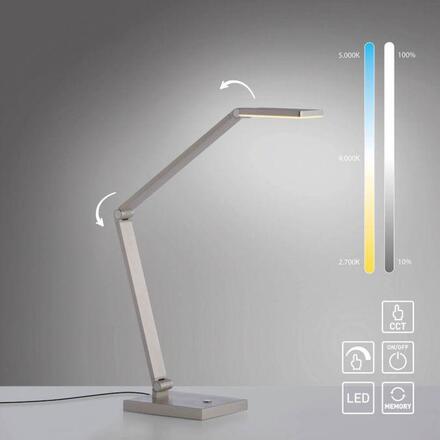 PAUL NEUHAUS LED stolní lampa SAMSKY, stříbrná, stmívatelné, nastavitelná výška, paměťová funkce 2700-5000K