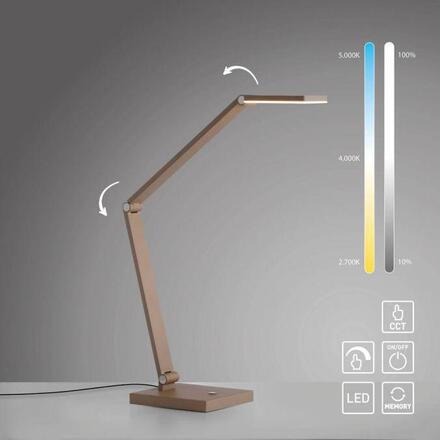 PAUL NEUHAUS LED stolní lampa SAMSKY, bronzová, stmívatelné, dotykový stmívač, nastavitelná výška, paměťová funkce 2700-5000K