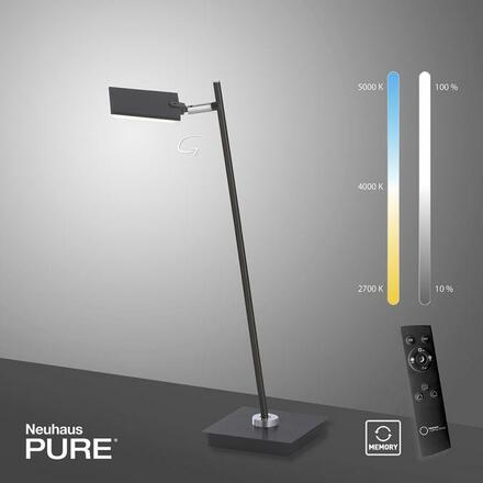 PAUL NEUHAUS PURE MIRA LED stolní lampa černá, stmívatelná, na psací stůl 2700-5000K