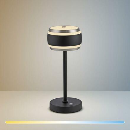 PAUL NEUHAUS LED nabíjecí stolní lampa PURE Falling Rings, černá / metalická šedá , dotykový vypínač 2200-5000K