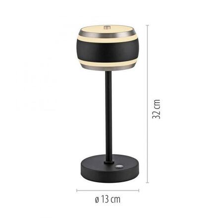 PAUL NEUHAUS LED nabíjecí stolní lampa PURE Falling Rings, černá / metalická šedá , dotykový vypínač 2200-5000K