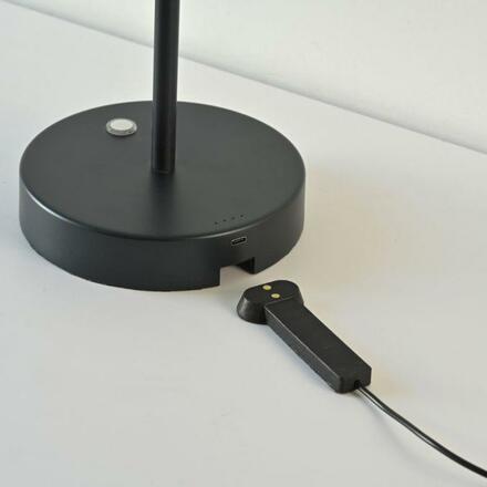 PAUL NEUHAUS LED nabíjecí stolní lampa PURE Falling Rings, černá / metalická šedá , dotykový vypínač 2200-5000K