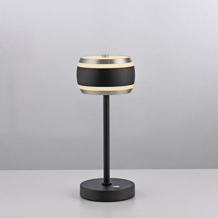 PAUL NEUHAUS LED nabíjecí stolní lampa PURE Falling Rings, černá / metalická šedá , dotykový vypínač 2200-5000K