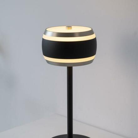 PAUL NEUHAUS LED nabíjecí stolní lampa PURE Falling Rings, černá / metalická šedá , dotykový vypínač 2200-5000K