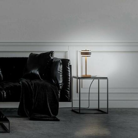 PAUL NEUHAUS LED nabíjecí stolní lampa PURE Falling Rings, bronzová, dotykový stmívač, 2200-5000K