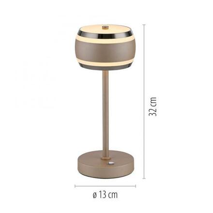 PAUL NEUHAUS LED nabíjecí stolní lampa PURE Falling Rings, bronzová, dotykový stmívač, 2200-5000K