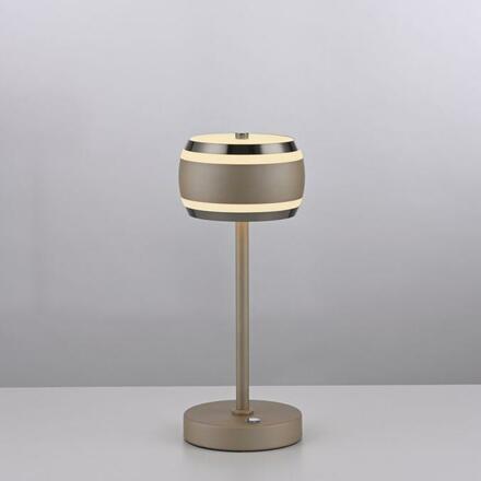 PAUL NEUHAUS LED nabíjecí stolní lampa PURE Falling Rings, bronzová, dotykový stmívač, 2200-5000K