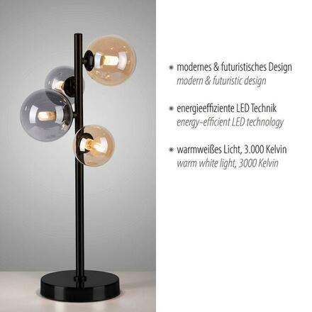 PAUL NEUHAUS LED stolní lampa černá kruhová šňůrový vypínač teplá bílá do interiéru 3000K PN 4585-18