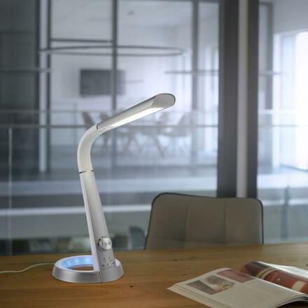PAUL NEUHAUS Stolní lampa, stříbrná, LED stojna, stmívatelné, USB-konektor 3000-6500K 4591-95
