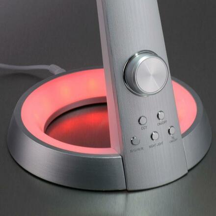 PAUL NEUHAUS Stolní lampa, stříbrná, LED stojna, stmívatelné, USB-konektor 3000-6500K 4591-95